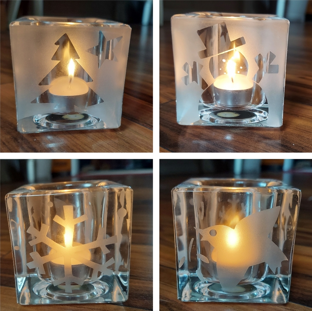 Christmas glass candle holder